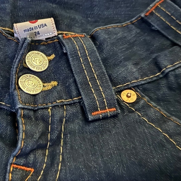 Y2K VINTAGE True Religion Sammy Jeans Women's Size 24, Dark Rinse, Low Rise - Picture 2 of 14